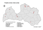 Map of Latvia with project's sites